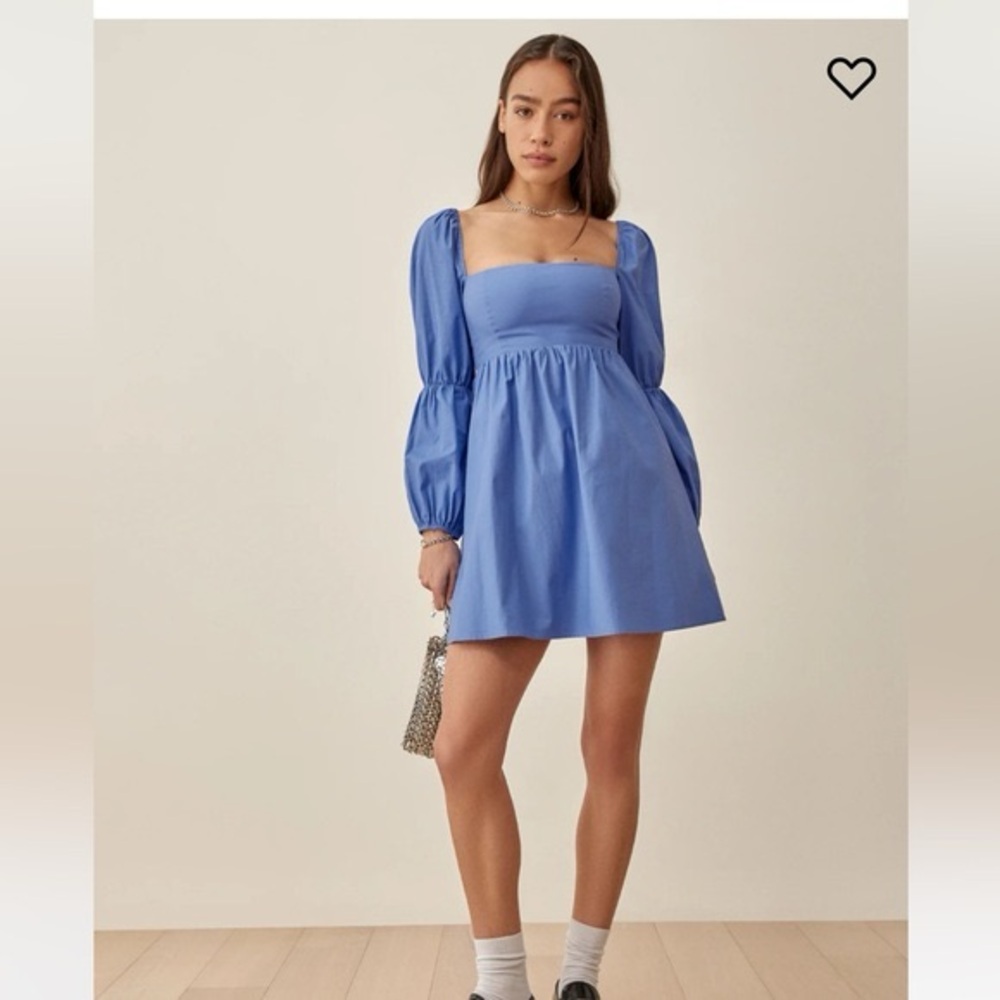 Reformation Michaela Smocked Organic Cotton-Blend Mini Dress
